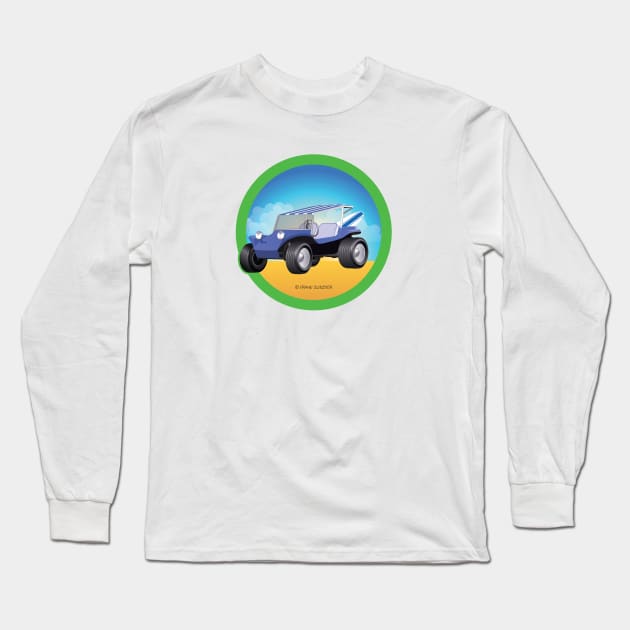 Blue Dune Buggy Side in Green Long Sleeve T-Shirt by PauHanaDesign